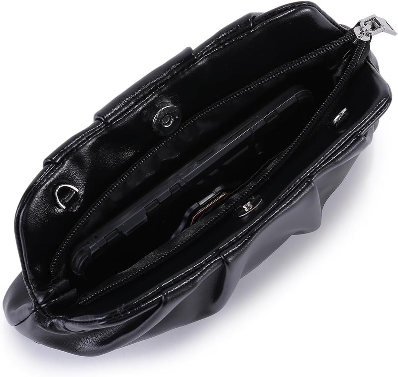 FanChris Evening Bag for Women Ruched Clutch Purse Detachable Metal Chain Crossbody Bag - Image 5